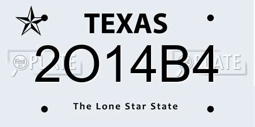 2O14B4 Texas License Plate