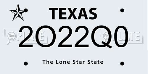 2O22Q0 Texas License Plate