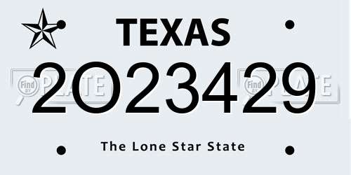 2O23429 Texas License Plate