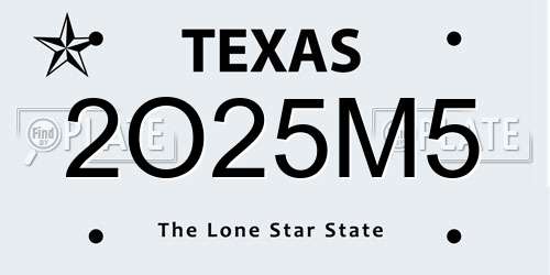 2O25M5 Texas License Plate