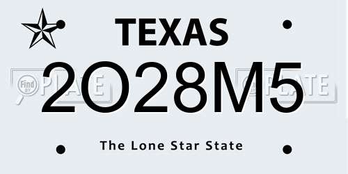 2O28M5 Texas License Plate