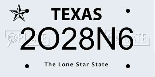 2O28N6 Texas License Plate