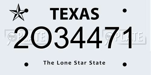 2O34471 Texas License Plate