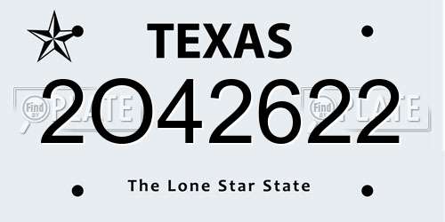2O42622 Texas License Plate