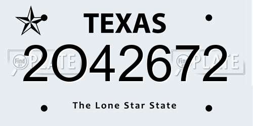 2O42672 Texas License Plate