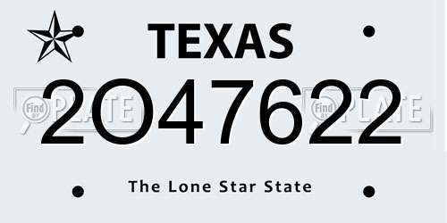 2O47622 Texas License Plate