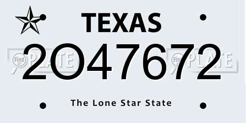 2O47672 Texas License Plate