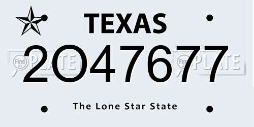 2O47677 Texas License Plate