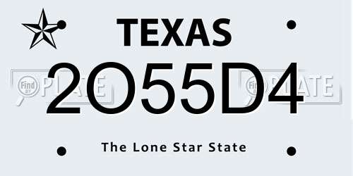 2O55D4 Texas License Plate