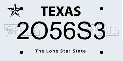 2O56S3 Texas License Plate