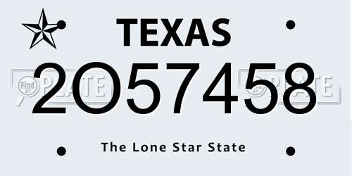 2O57458 Texas License Plate