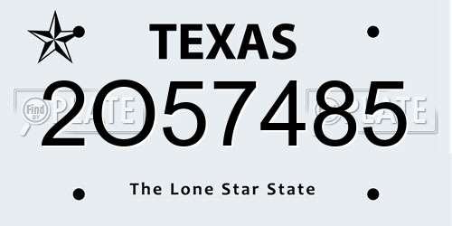 2O57485 Texas License Plate