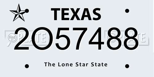 2O57488 Texas License Plate