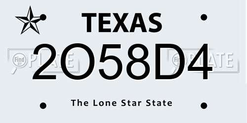 2O58D4 Texas License Plate