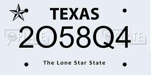 2O58Q4 Texas License Plate