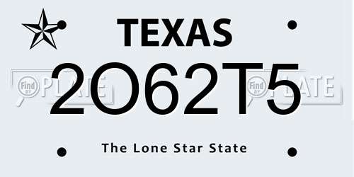 2O62T5 Texas License Plate