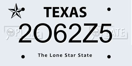 2O62Z5 Texas License Plate