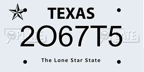 2O67T5 Texas License Plate