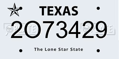 2O73429 Texas License Plate