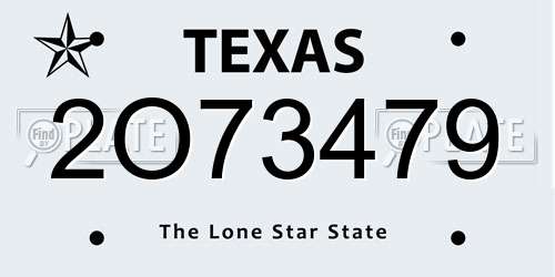 2O73479 Texas License Plate
