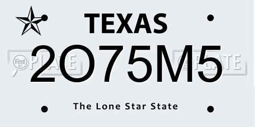2O75M5 Texas License Plate