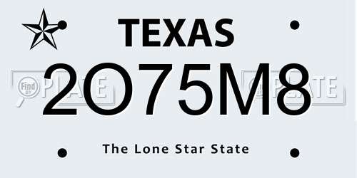 2O75M8 Texas License Plate