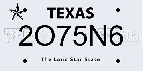 2O75N6 Texas License Plate