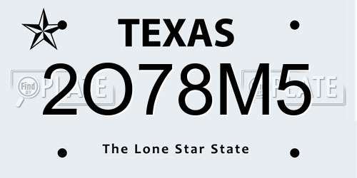 2O78M5 Texas License Plate