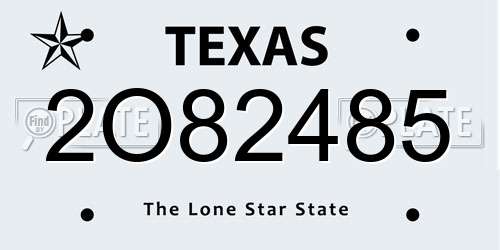 2O82485 Texas License Plate