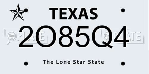 2O85Q4 Texas License Plate