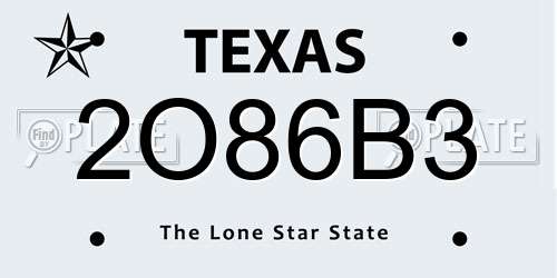 2O86B3 Texas License Plate