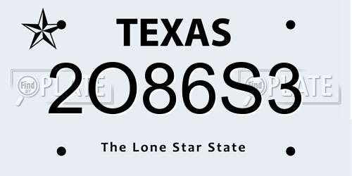 2O86S3 Texas License Plate