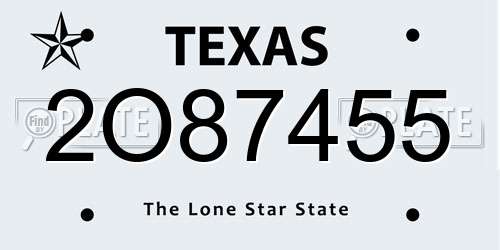 2O87455 Texas License Plate