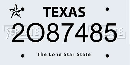 2O87485 Texas License Plate
