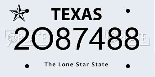 2O87488 Texas License Plate