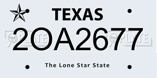 2OA2677 Texas License Plate