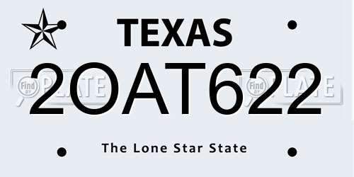 2OAT622 Texas License Plate