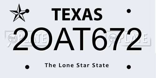 2OAT672 Texas License Plate