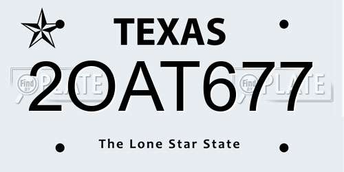 2OAT677 Texas License Plate