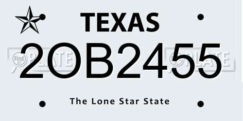 2OB2455 Texas License Plate