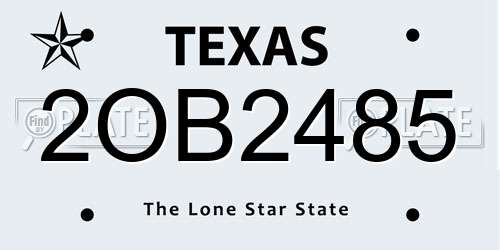 2OB2485 Texas License Plate