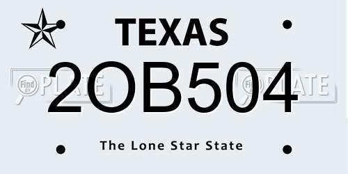 2OB504 Texas License Plate