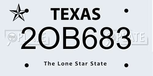 2OB683 Texas License Plate