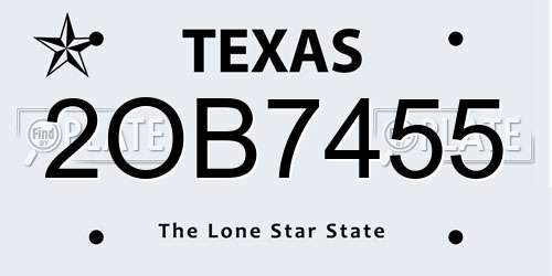 2OB7455 Texas License Plate