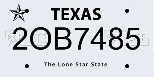 2OB7485 Texas License Plate