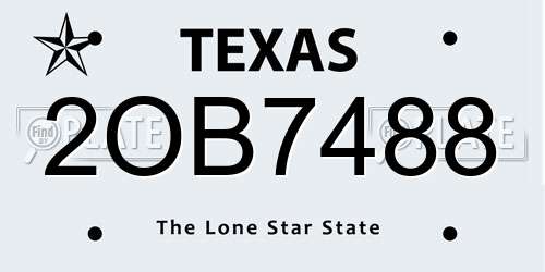 2OB7488 Texas License Plate