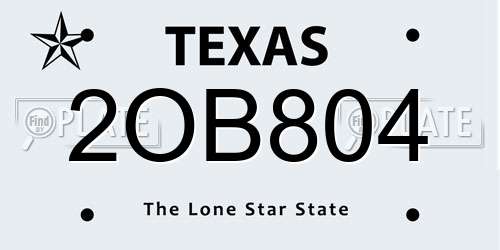 2OB804 Texas License Plate