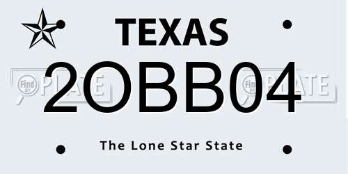 2OBB04 Texas License Plate
