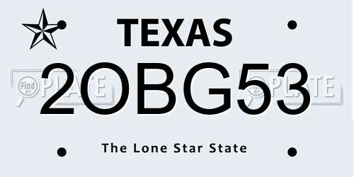 2OBG53 Texas License Plate
