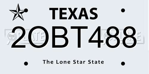 2OBT488 Texas License Plate